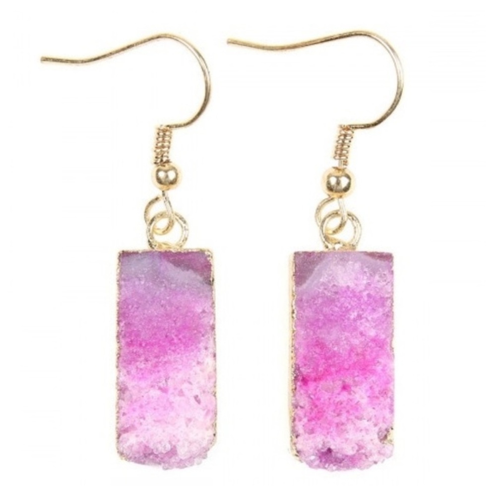 Pink Druzy Earrings